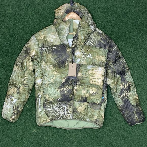 Sz S Nike ACG Lunar Lake Therma Fit ADV Puffer Jacket Oil Green FB8121-386 - Picture 2 of 13